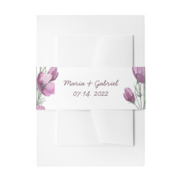 Cintas Para Invitaciones Acuarela morada. Banda Belly Boda floral