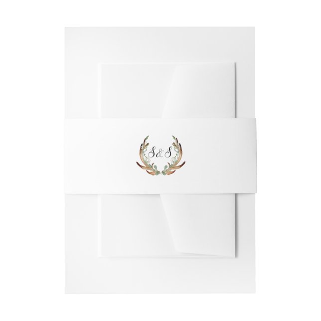 Cintas Para Invitaciones Acuarela Rusa Antler | Iniciales | BODA (Anverso Ejemplo)