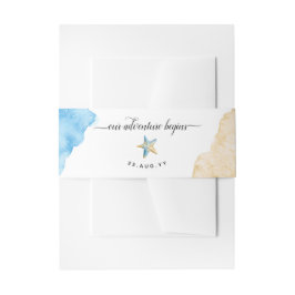 Cintas Para Invitaciones Acuarela Starfish Playa Costera Wedding Sea Sand