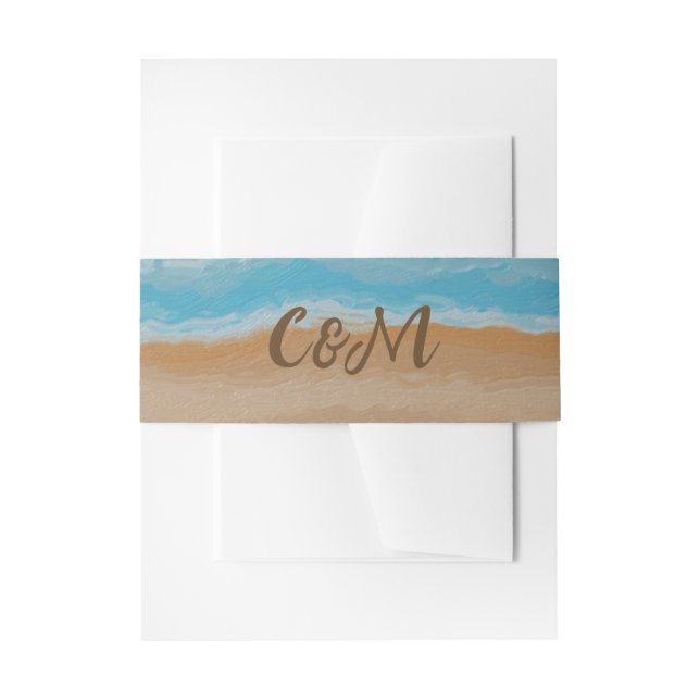 Cintas Para Invitaciones Acuarela Tropical Ocean Beach Wedding (Anverso Ejemplo)