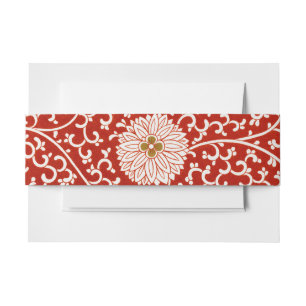 Cintas Para Invitaciones Adorno chino rojo blanco floral de Owen Jones