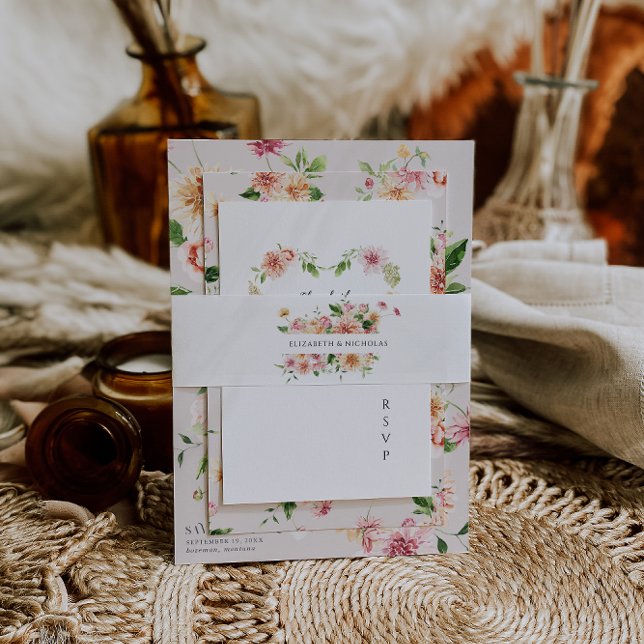 Cintas Para Invitaciones Afterglow Monogram | Romantic Floral Wedding (Subido por el creador)