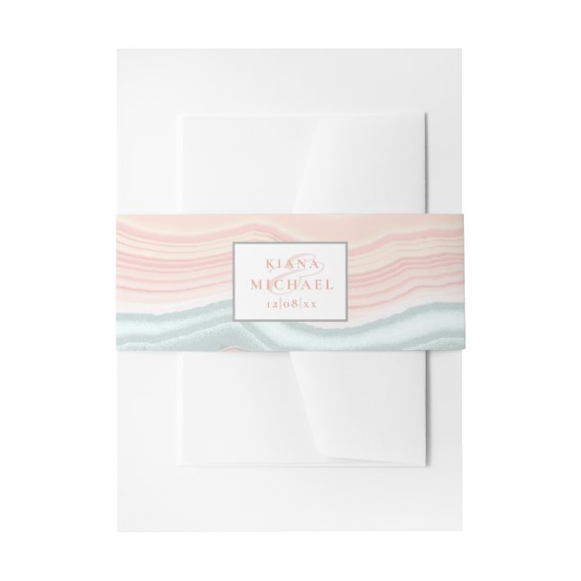 Cintas Para Invitaciones Agate Geode Purpurina Boda Rosa Gold ID647 (Anverso Ejemplo)