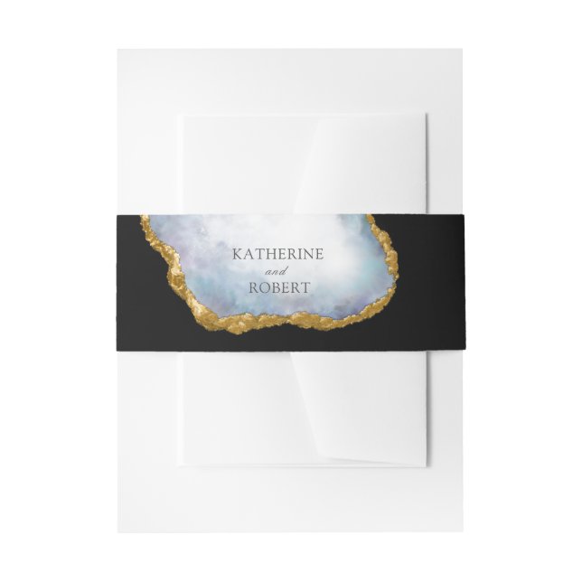 Cintas Para Invitaciones Agate Pearl Gold Boda (Anverso Ejemplo)