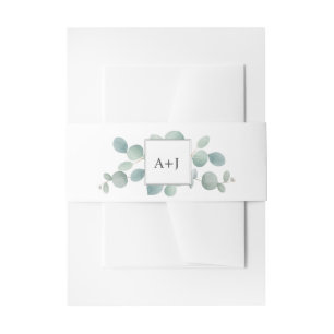 Cintas Para Invitaciones Agua Eucalyptus Verdor e Iniciales