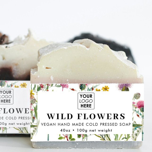 Cintas Para Invitaciones Ajuste de la etiqueta de producto de flor silvestr (Logo Soap Belly Band Wildflower Product Label Wrap)