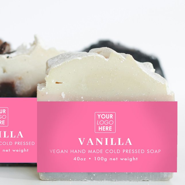 Cintas Para Invitaciones Ajuste de la etiqueta de producto del Belly de jab (Pink Logo Soap Belly Band Product Label Wrap)