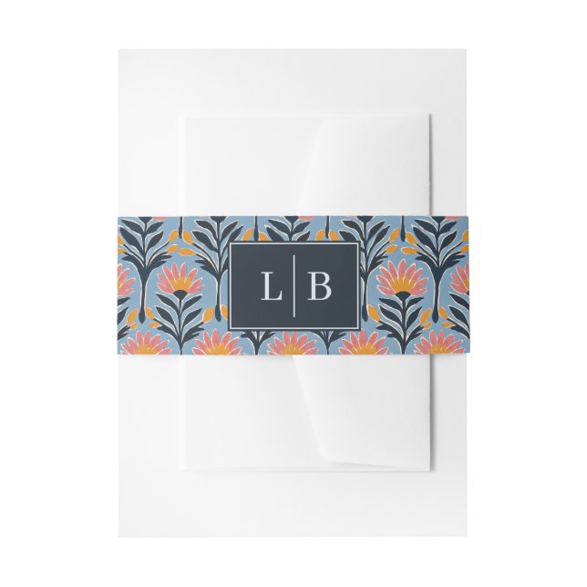 Cintas Para Invitaciones Alegre Deco Floral Azul (Anverso Ejemplo)