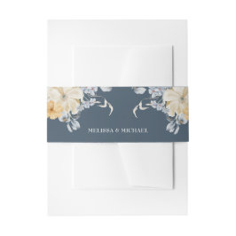 Cintas Para Invitaciones ALGO AZUL, BODA FLORAL sobre azul