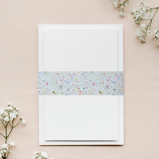 Cintas Para Invitaciones Algo Elegante Boda de Flor Silvestre Azul (Subido por el creador)