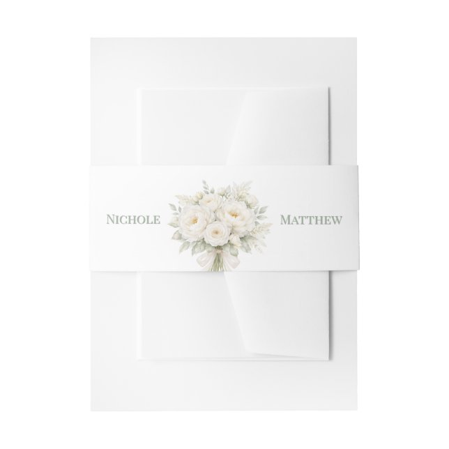 Cintas Para Invitaciones All White Florals Wedding (Anverso Ejemplo)
