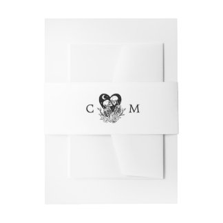 Cintas Para Invitaciones Amantes hasta la muerte Esqueletos y Rosas Bodas