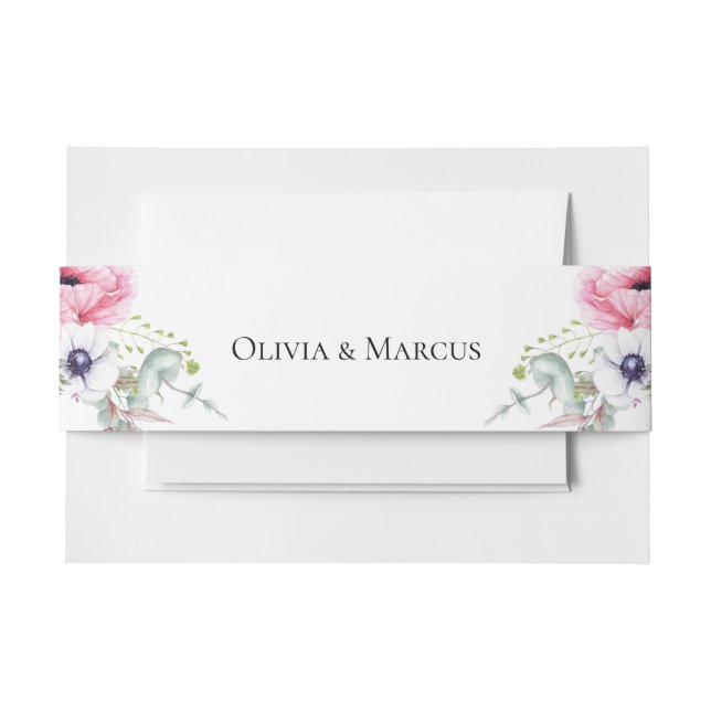Cintas Para Invitaciones Amapolas Chic de Acuarela Rosa (Anverso Ejemplo)