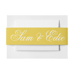 Cintas Para Invitaciones Amarillo mostaza minimalista