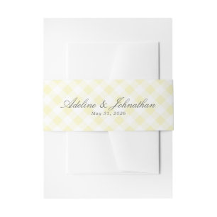 Cintas Para Invitaciones Amarillo Suave y Cuadro de Gingham Blanco Nombre y