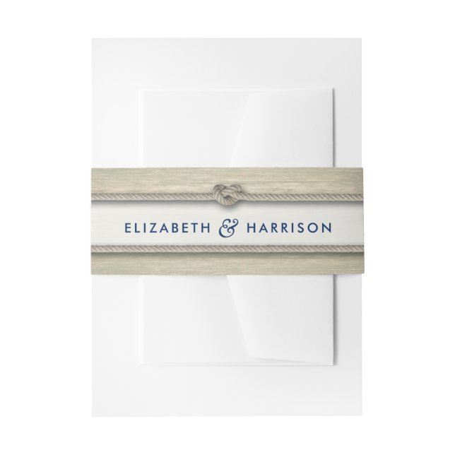 Cintas Para Invitaciones Amarrando La Boda De Playa Rustica Knot (Anverso Ejemplo)