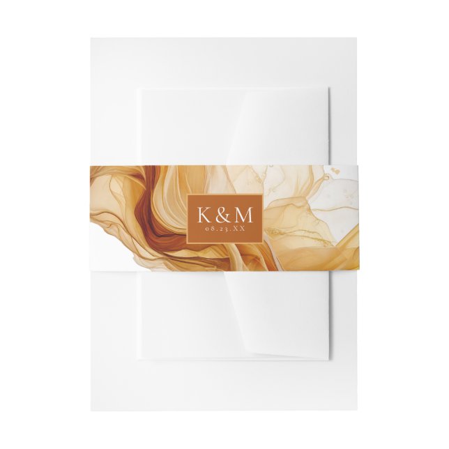 Cintas Para Invitaciones Amber Brandy Boda de tinta abstracta ID1089 (Anverso Ejemplo)