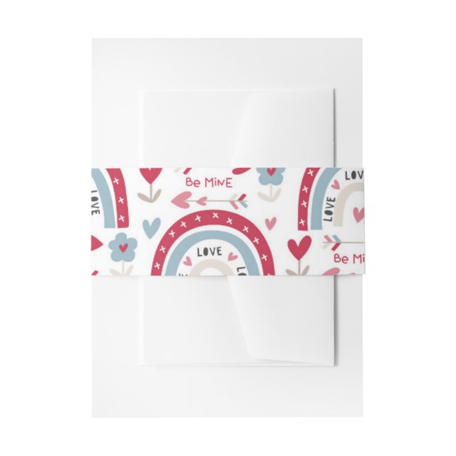 Cintas Para Invitaciones Amo Día de San Valentín Arcoiris (Anverso Ejemplo)