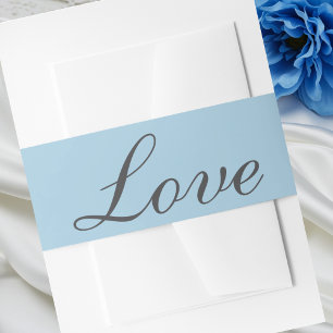 Cintas Para Invitaciones Amor Minimalista Azul Elegante Boda de verano