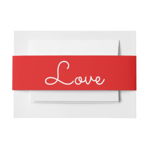 Cintas Para Invitaciones Amor Rojo Blanco Boda Moderno, Minimalista