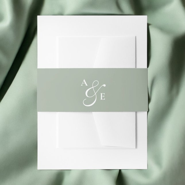 Cintas Para Invitaciones Ampersand de guión de monograma verde sabio (Subido por el creador)