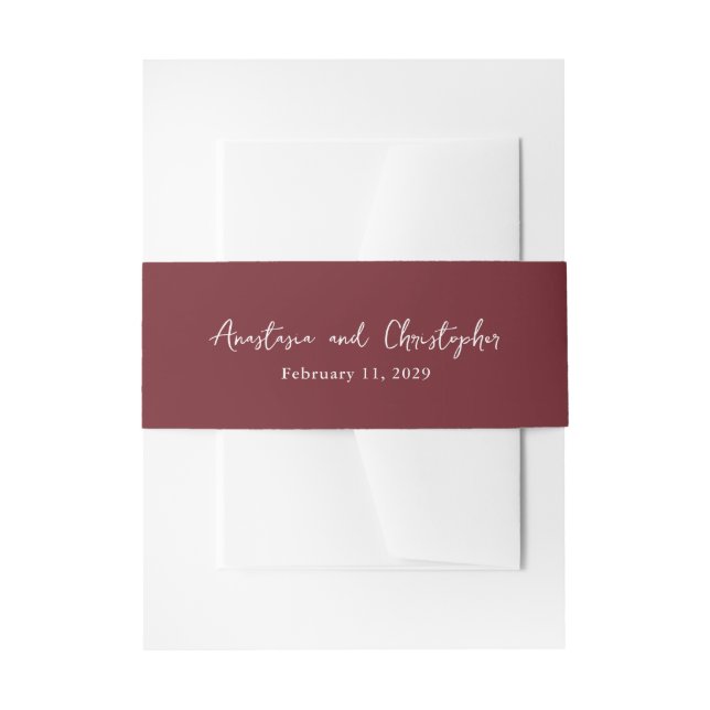 Cintas Para Invitaciones Anastasia Burgundy Elegant Wedding (Anverso Ejemplo)