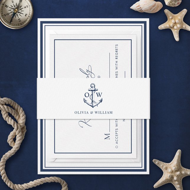 Cintas Para Invitaciones Anclaje de monograma de Boda náutico de la Marina  (Subido por el creador)