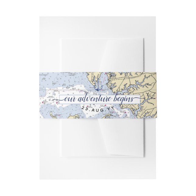 Cintas Para Invitaciones Anclaje Náutico Boda Annapolis Maryland (Anverso Ejemplo)