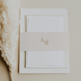 Cintas Para Invitaciones ANDREA Moderno Crema Dorada Mínimo Simple Boda