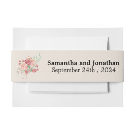 Cintas Para Invitaciones Anillo acuarela de flores en Boda beige