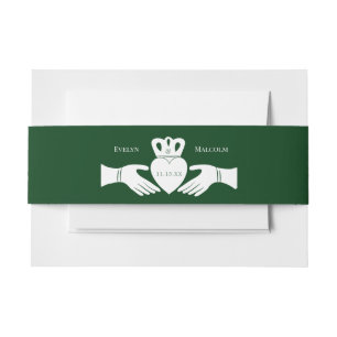 Cintas Para Invitaciones Anillo Claddagh Irlandés Simple Gráfico Verde Boda