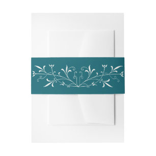 Cintas Para Invitaciones Anillo de boda de volutas de color azul verde eleg