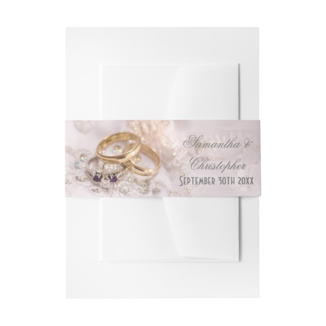 Cintas Para Invitaciones Anillos bodas de novias románticas (Anverso Ejemplo)