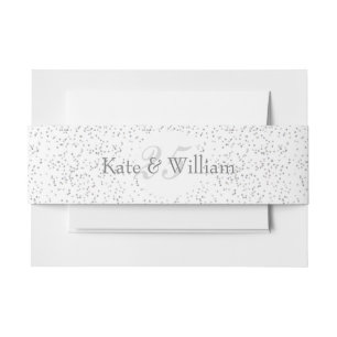 Cintas Para Invitaciones Aniversario de bodas de plata con confeti de polvo