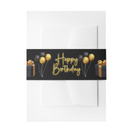 Cintas Para Invitaciones Aniversario moderno negro y oro