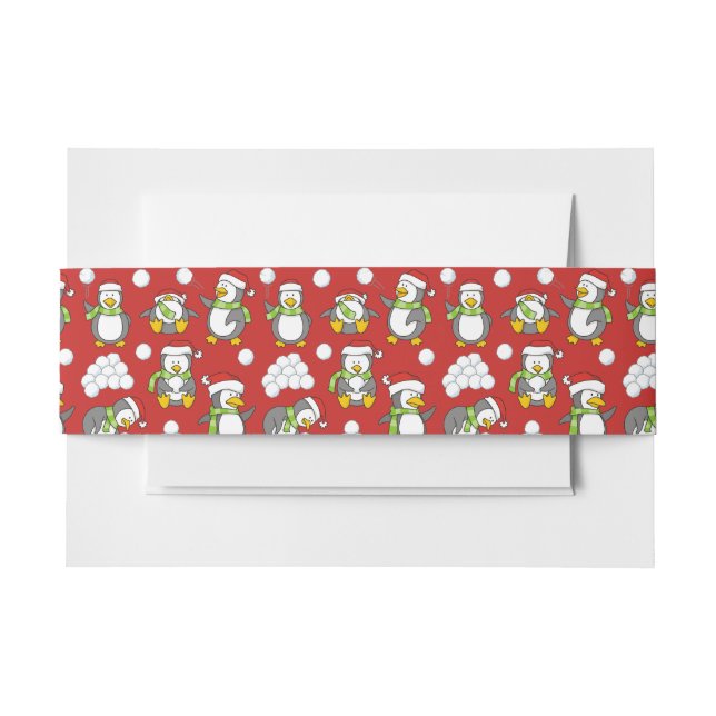 Cintas Para Invitaciones Antecedentes de pingüinos navidades (Anverso Ejemplo)