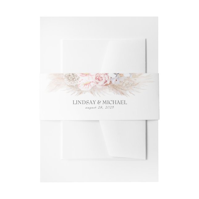 Cintas Para Invitaciones Antrurios rosas y pampas Grass Elegante exótico (Anverso Ejemplo)