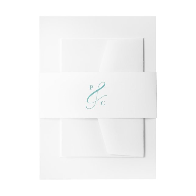 Cintas Para Invitaciones Aqua Blue Ampersand Initial Invitation Belly Band (Anverso Ejemplo)