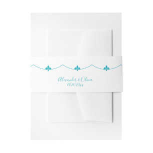 Cintas Para Invitaciones Aqua Fleur de Lis Invitation Belly Band