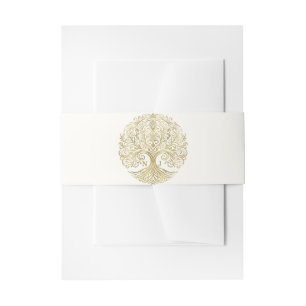 Cintas Para Invitaciones Árbol de la Vida Crema y Oro Boda Celta