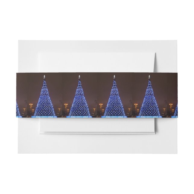 Cintas Para Invitaciones Árbol de Navidad de luces azules (Anverso Ejemplo)