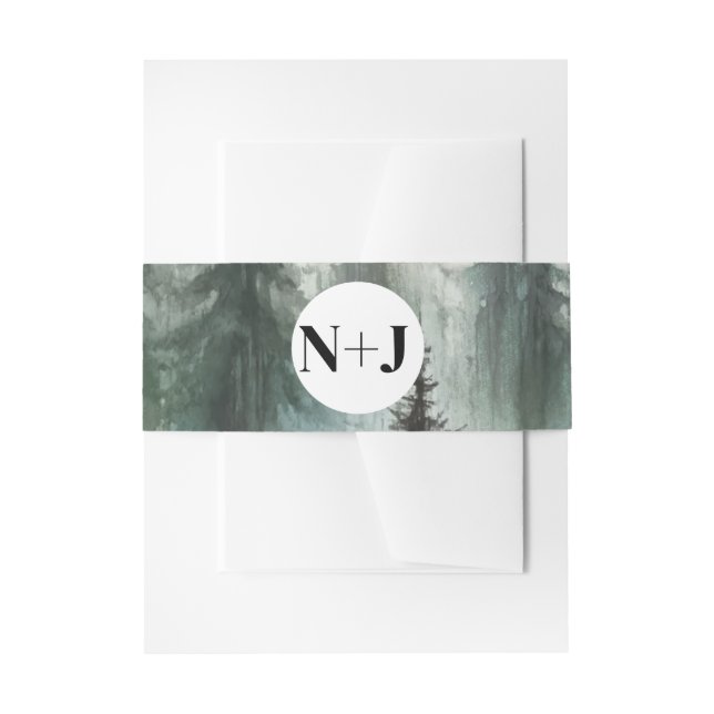 Cintas Para Invitaciones Árboles acuarelas Boda rústico de naturaleza silve (Anverso Ejemplo)