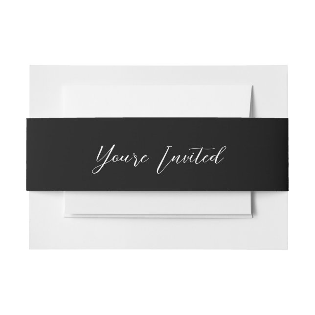 Cintas Para Invitaciones Aria ・ Elegante guión moderno negro y blanco (Anverso Ejemplo)