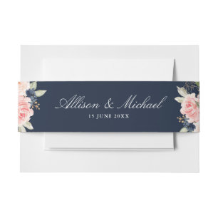 Cintas Para Invitaciones Armada moderna y banda rubia floral del vientre