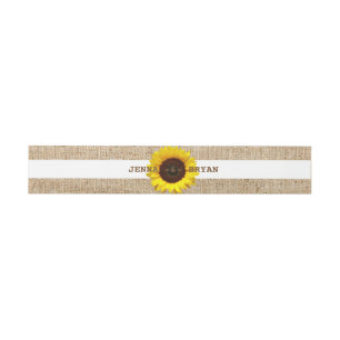 Cintas Para Invitaciones Arpillera personalizada del girasol rústica
