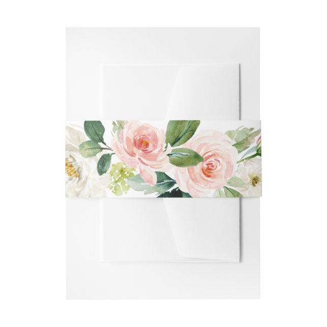 Cintas Para Invitaciones Arreglo floral de acuarela en rosa sonrosado (Anverso Ejemplo)