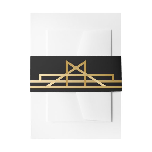 Cintas Para Invitaciones Art Deco Negro y Oro Gran Gatsby Boda Retro (Anverso Ejemplo)