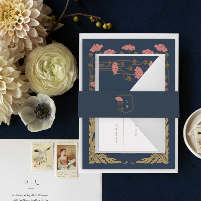 Cintas Para Invitaciones Art Nouveau vintage (Vintage Art Nouveau Invitation Belly Band)