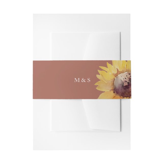 Cintas Para Invitaciones Arte de acuarela de girasol artístico rústico (Anverso Ejemplo)