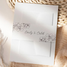 Cintas Para Invitaciones Arte de línea floral en blanco y negro